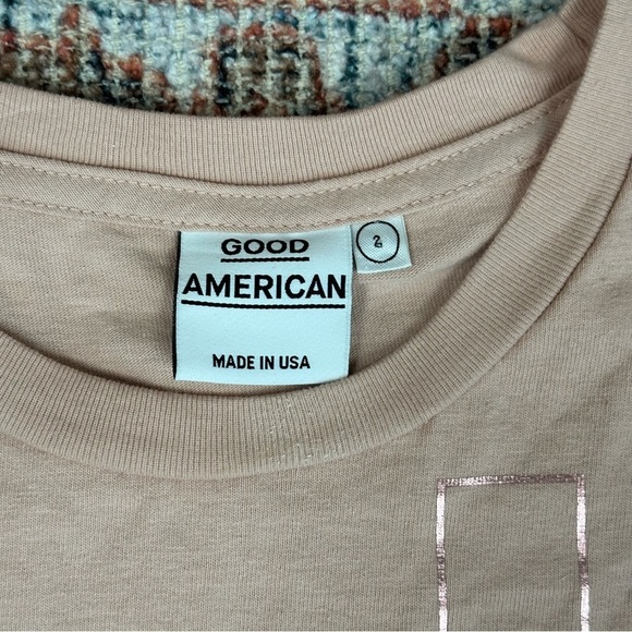 Good American Size 2 Pink T-shirt Rose Gold Medium Med NWT - Picture 2 of 9